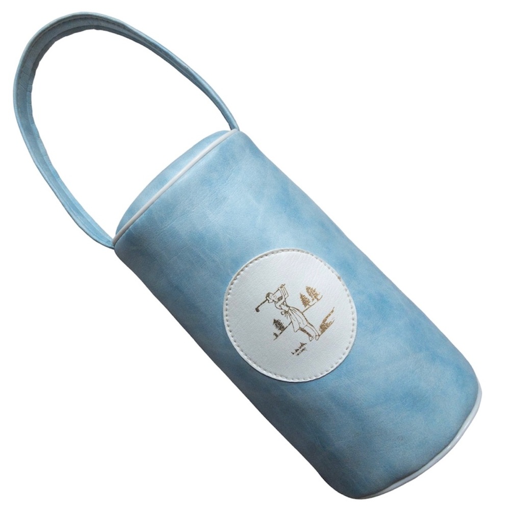 Vintage Blue Leather Golf Cylinder Bag